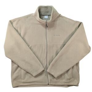 Columbia Mens 2XL  Jacket Beige Full Zip Long Sleeve Outdoor Lightweight Fleece